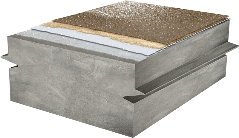 HyppoCoat 250 pedestrian deck assembly with a chocolate top coat